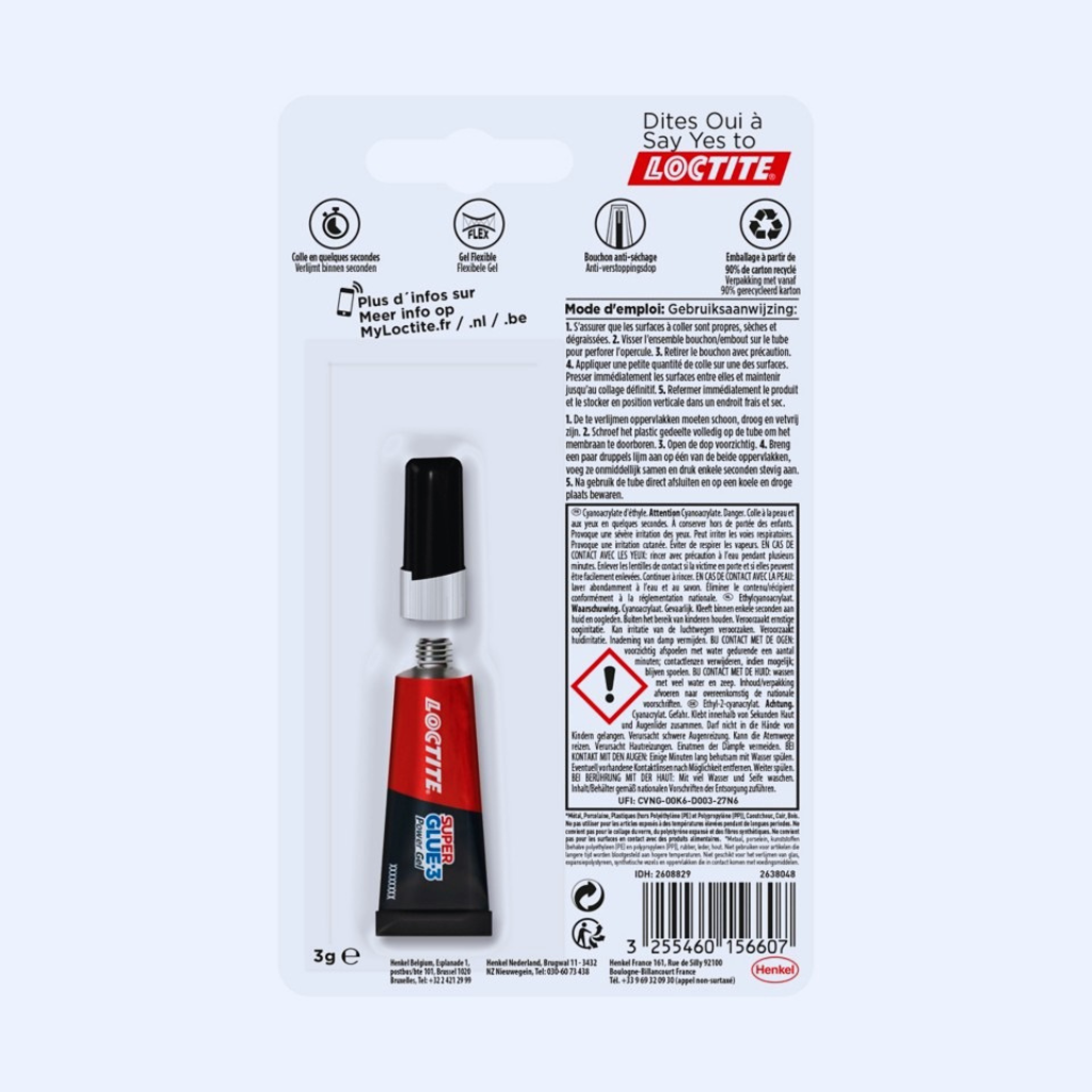 Loctite Super Glue 3 Power Flex Gel Control - Ruban adhésif & colle - LDLC
